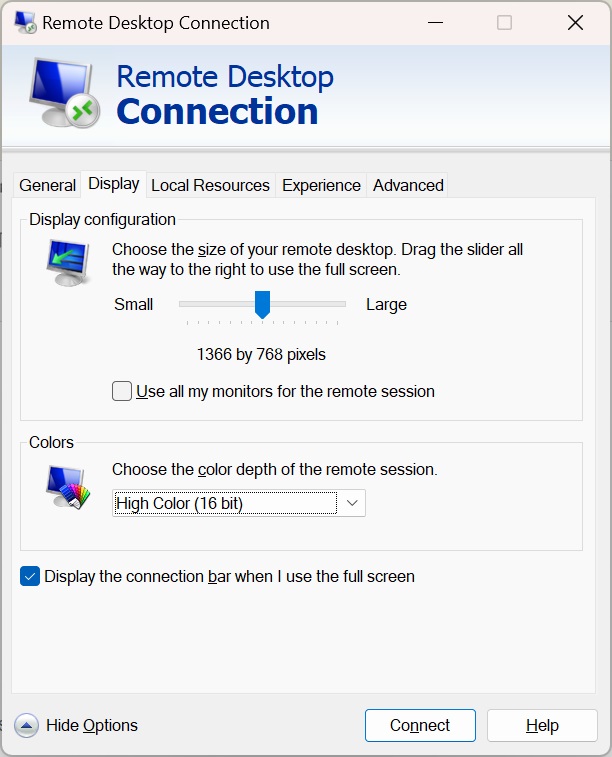 Adjust Remote Desktop Settings
